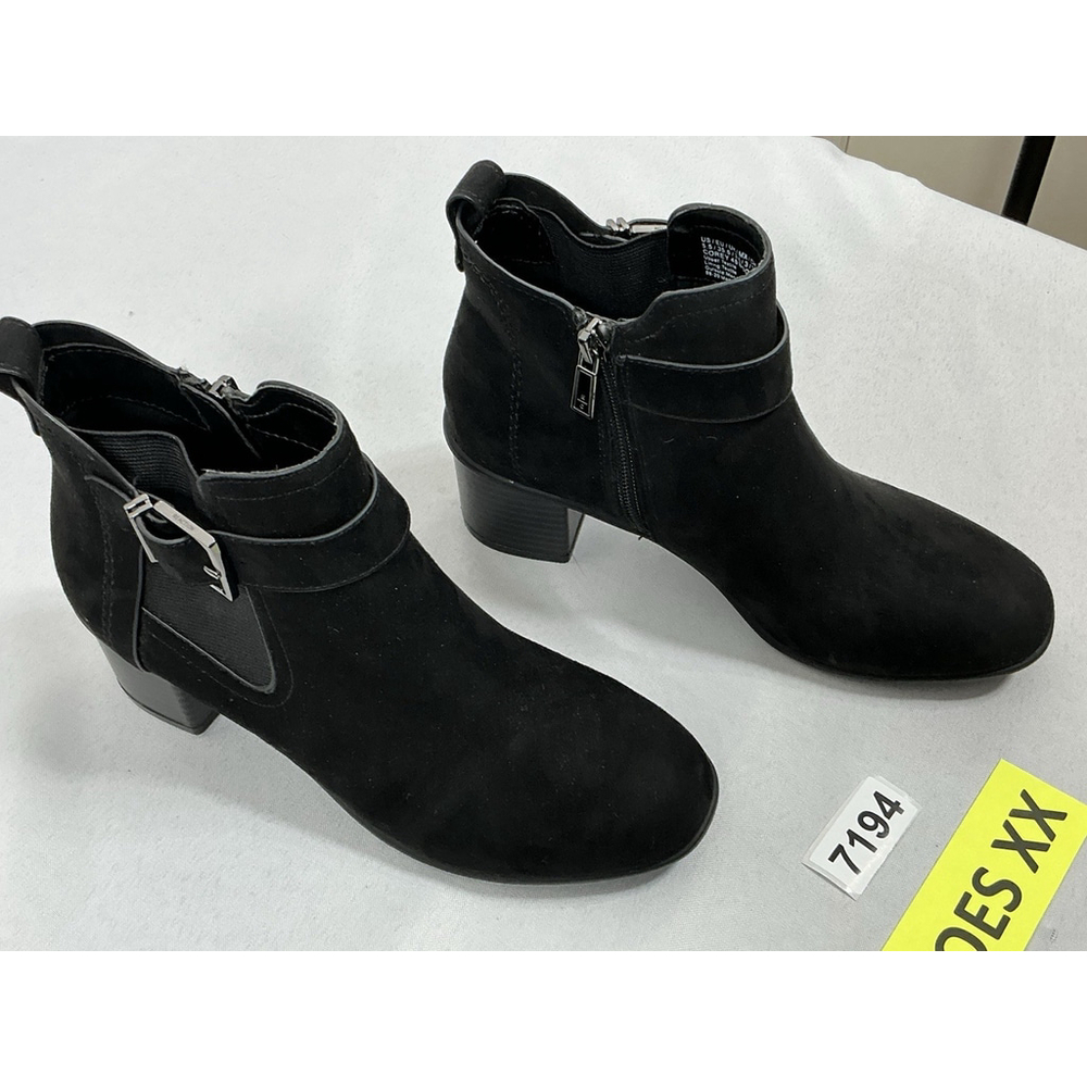 Womans New Reaction Corey Ankle Boots 5.5 Black Buckle Accent Block Heel